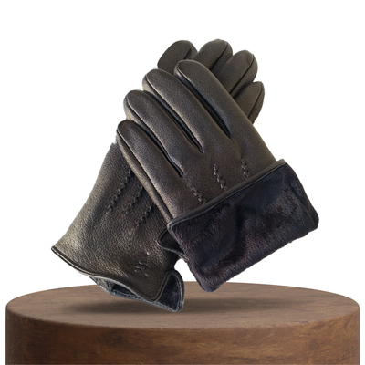 Henry | Deer Pattern Goatskin Winter Gloves for Men
