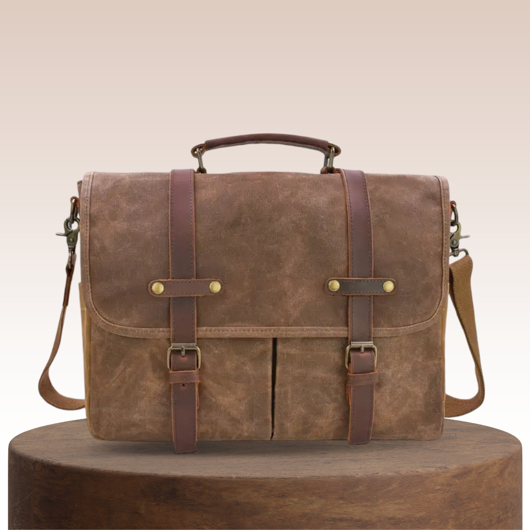 Bennett | Vintage Canvas Messenger with Leather Straps