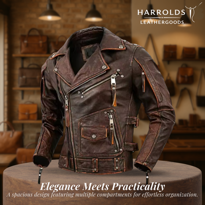 Leif | Retro Slim Fit Leather Motorcycle Jacket
