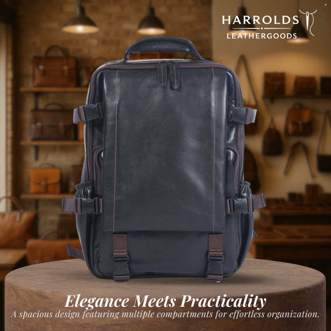 Griffin | Men's Black Leather Backpack for Work and Travel