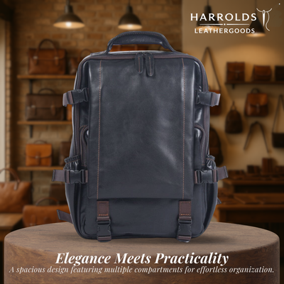 Griffin | Men's Black Leather Backpack for Work and Travel
