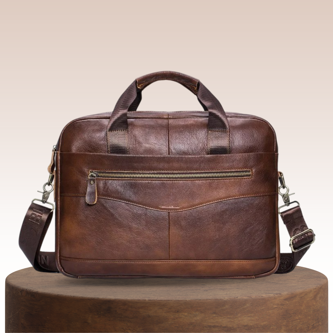 Mason | Professional Leather Laptop Bag with Curved Zip Detail