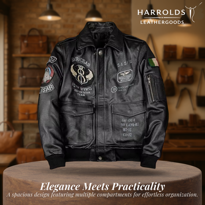 Greg | Men’s Patched Embroidered Leather Jacket