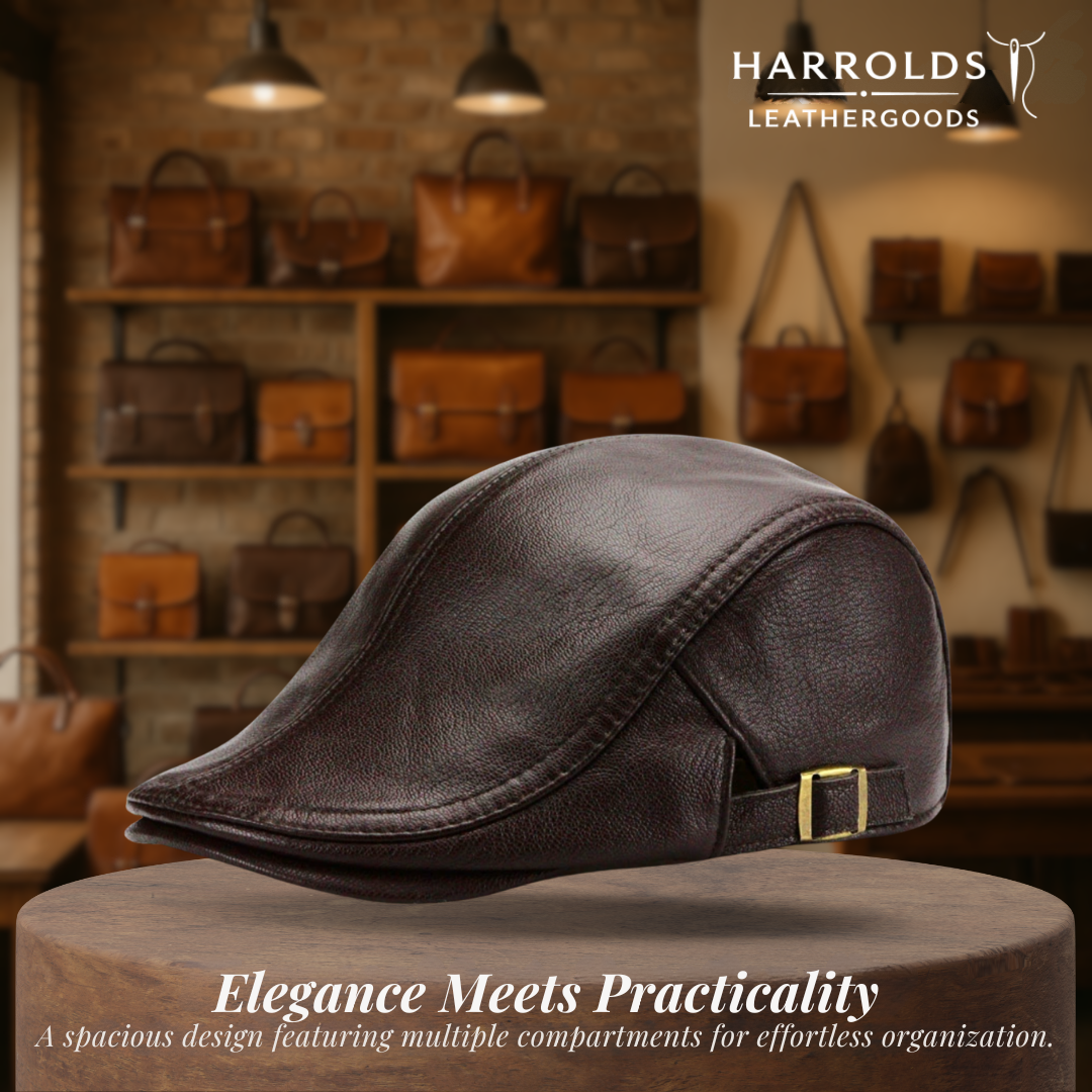 Hanz | Genuine Leather Adjustable Fit Newsboy Cap