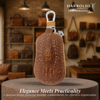 Bruno | Crocodile Embossed Leather Key Case