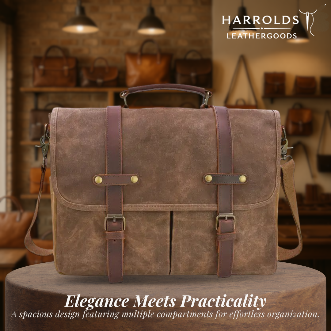 Bennett | Vintage Canvas Messenger with Leather Straps