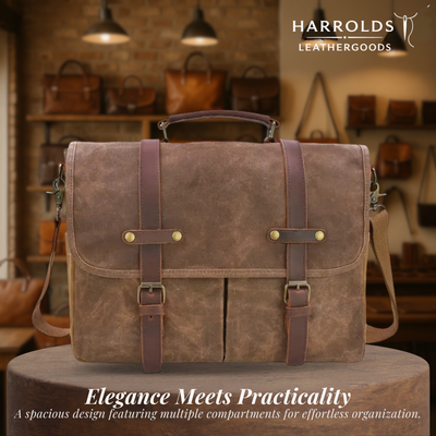 Bennett | Vintage Canvas Messenger with Leather Straps