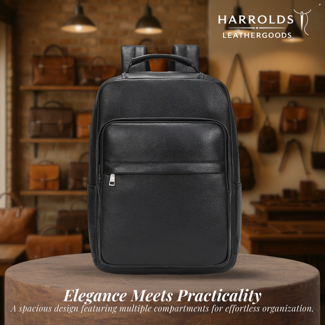 Everett | Genuine Top‑Grain Leather Laptop Backpack