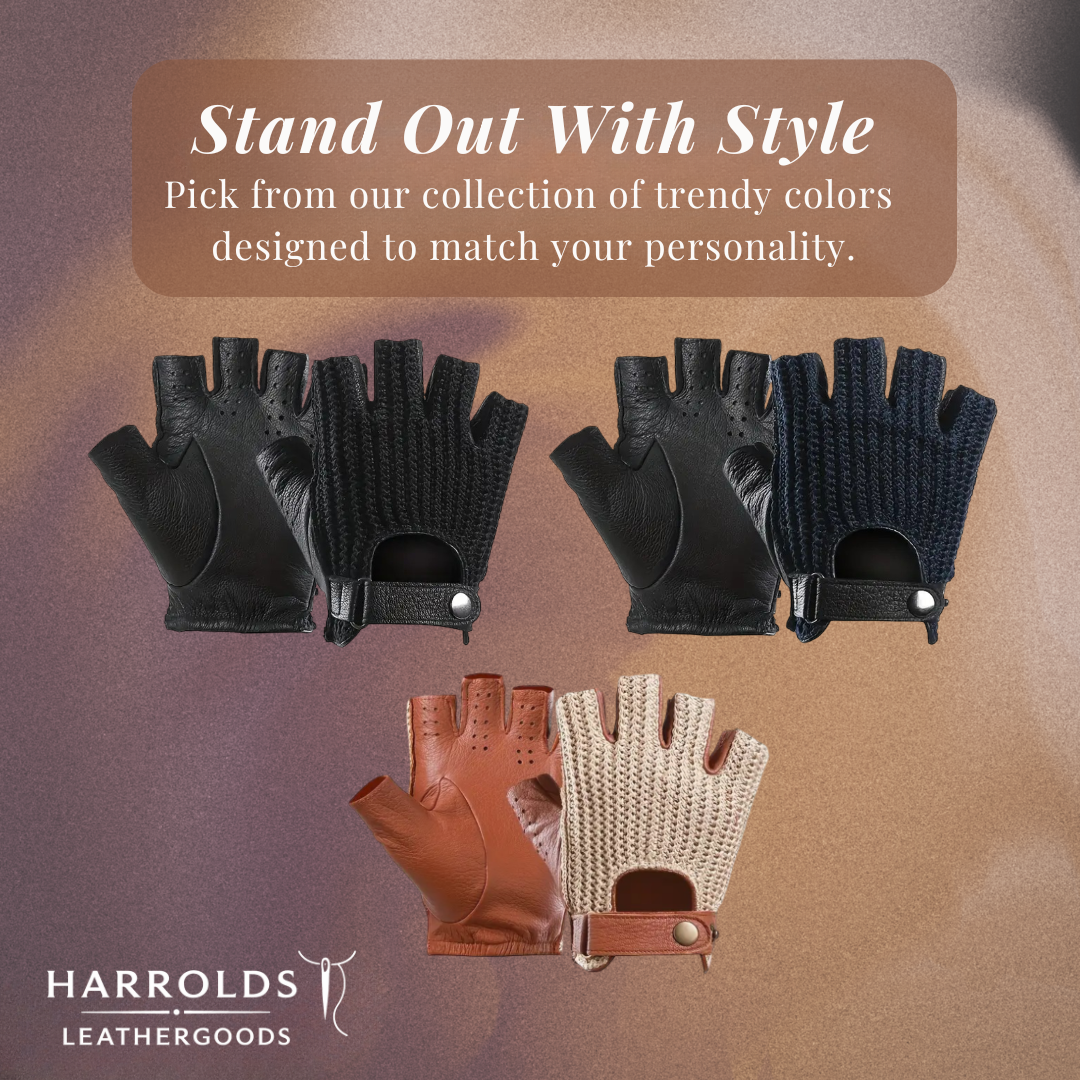 Cillian | Leather Knit Fingerless Driving Gloves