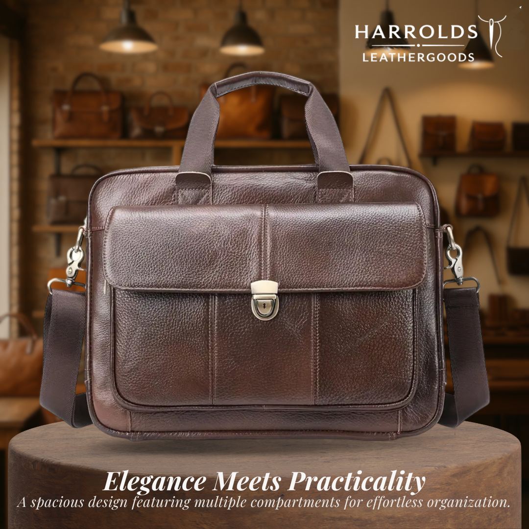 Wyatt | Heritage Leather Briefcase with Secure Lock Flap