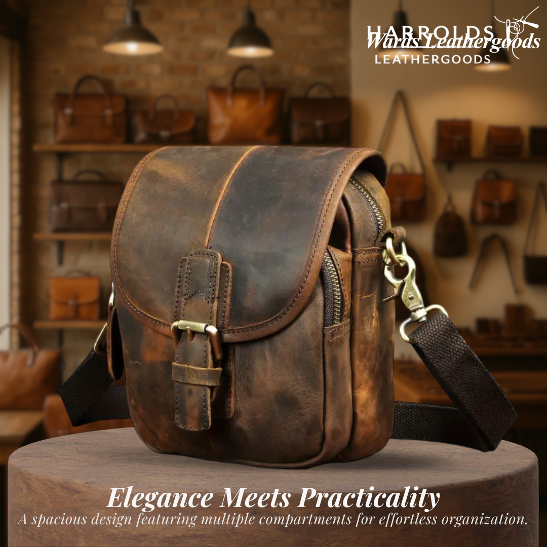 Nolan | Compact Leather Crossbody Pouch with Buckle Flap