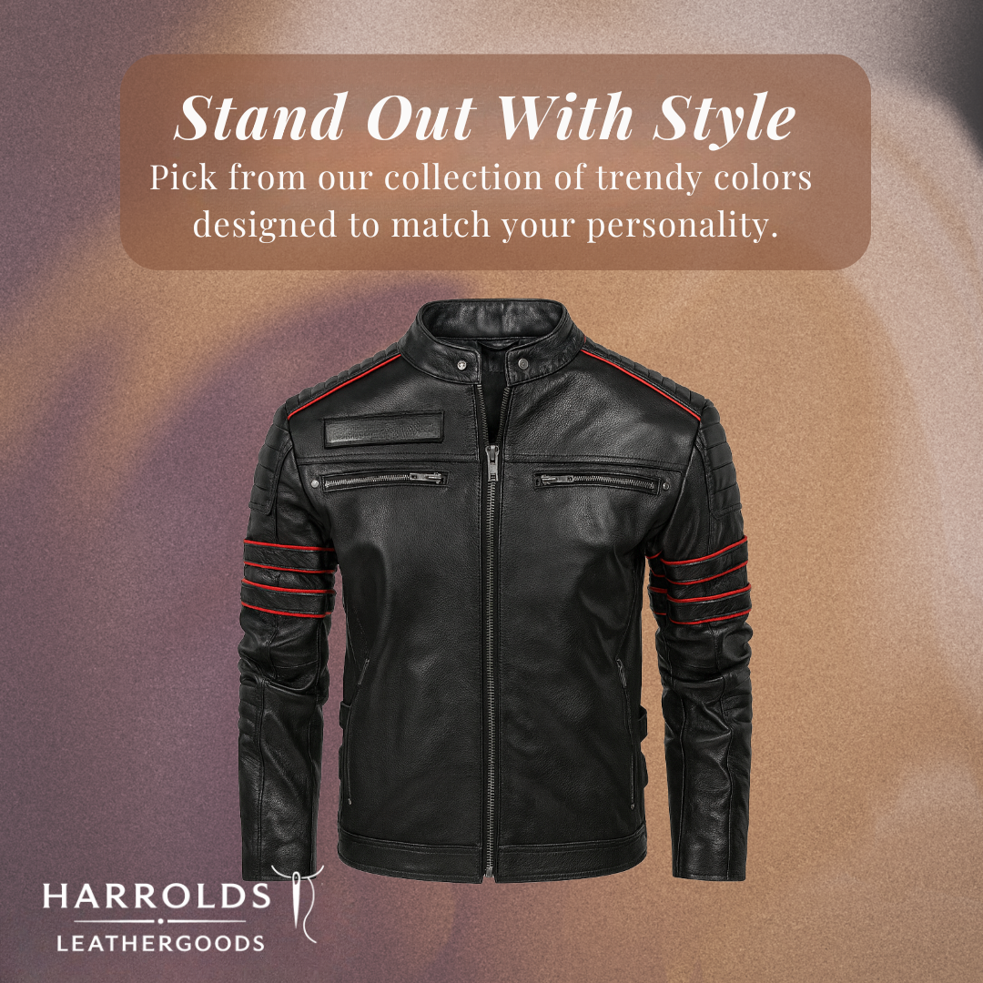 Darwin | Graphic Embroidered Leather Motorcycle Jacket