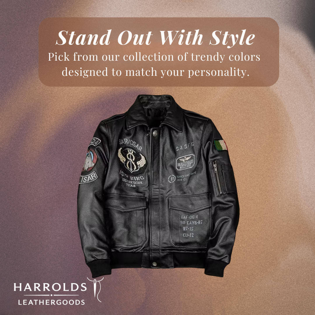 Greg | Men’s Patched Embroidered Leather Jacket