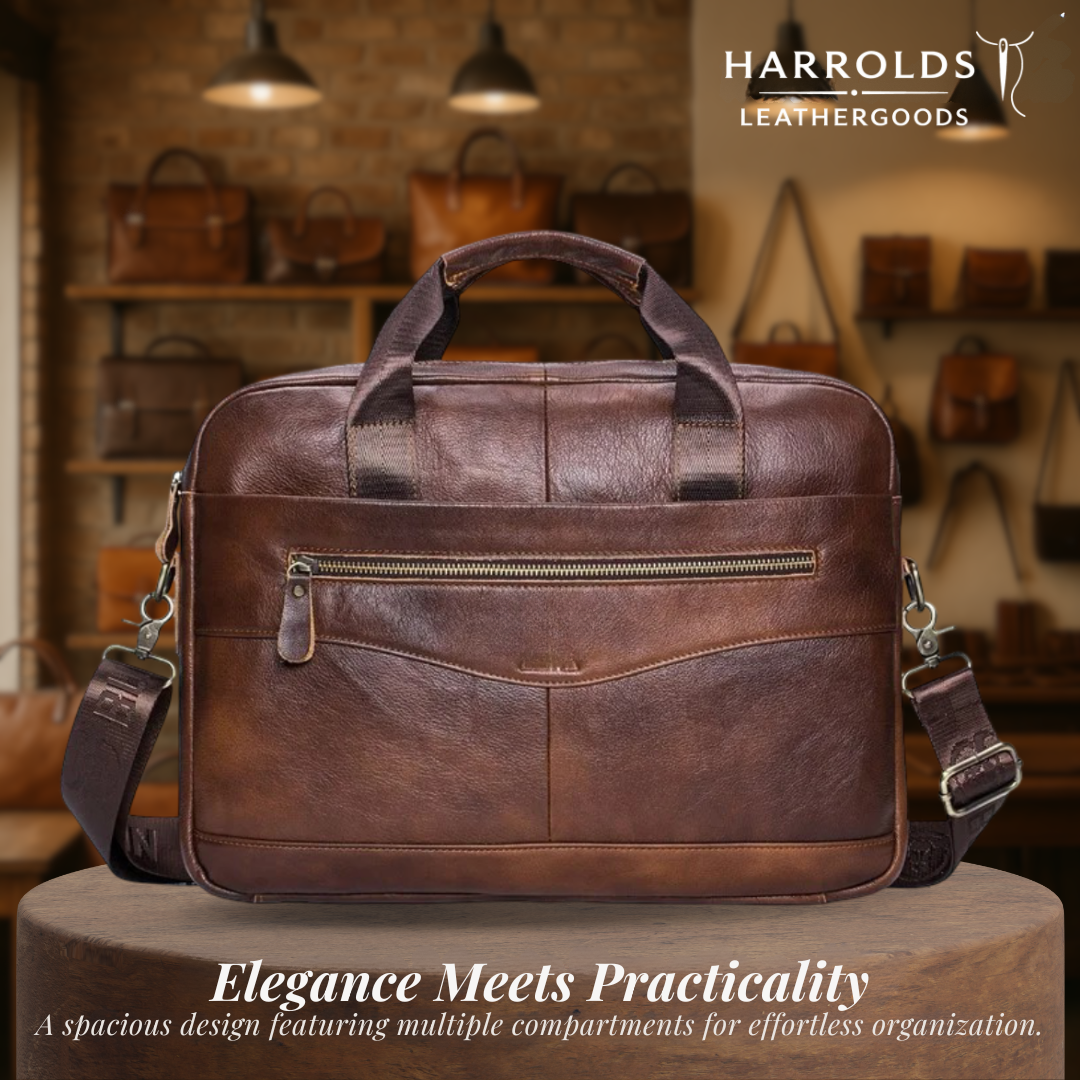 Mason | Professional Leather Laptop Bag with Curved Zip Detail