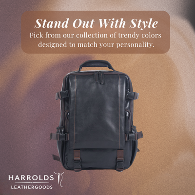 Griffin | Men's Black Leather Backpack for Work and Travel