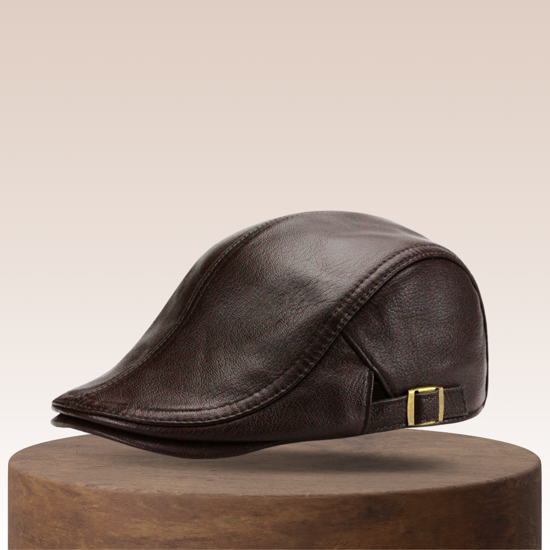 Hanz | Genuine Leather Adjustable Fit Newsboy Cap