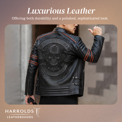 Darwin | Graphic Embroidered Leather Motorcycle Jacket