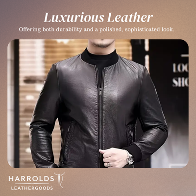 Raymund | Zip-Up Black Bomber Leather Jacket