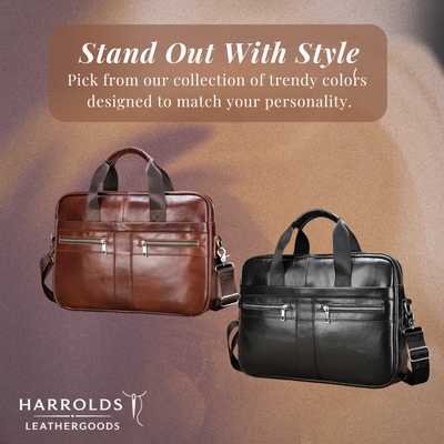 Preston | Sleek Leather Work Briefcase with Twin-Zip Front