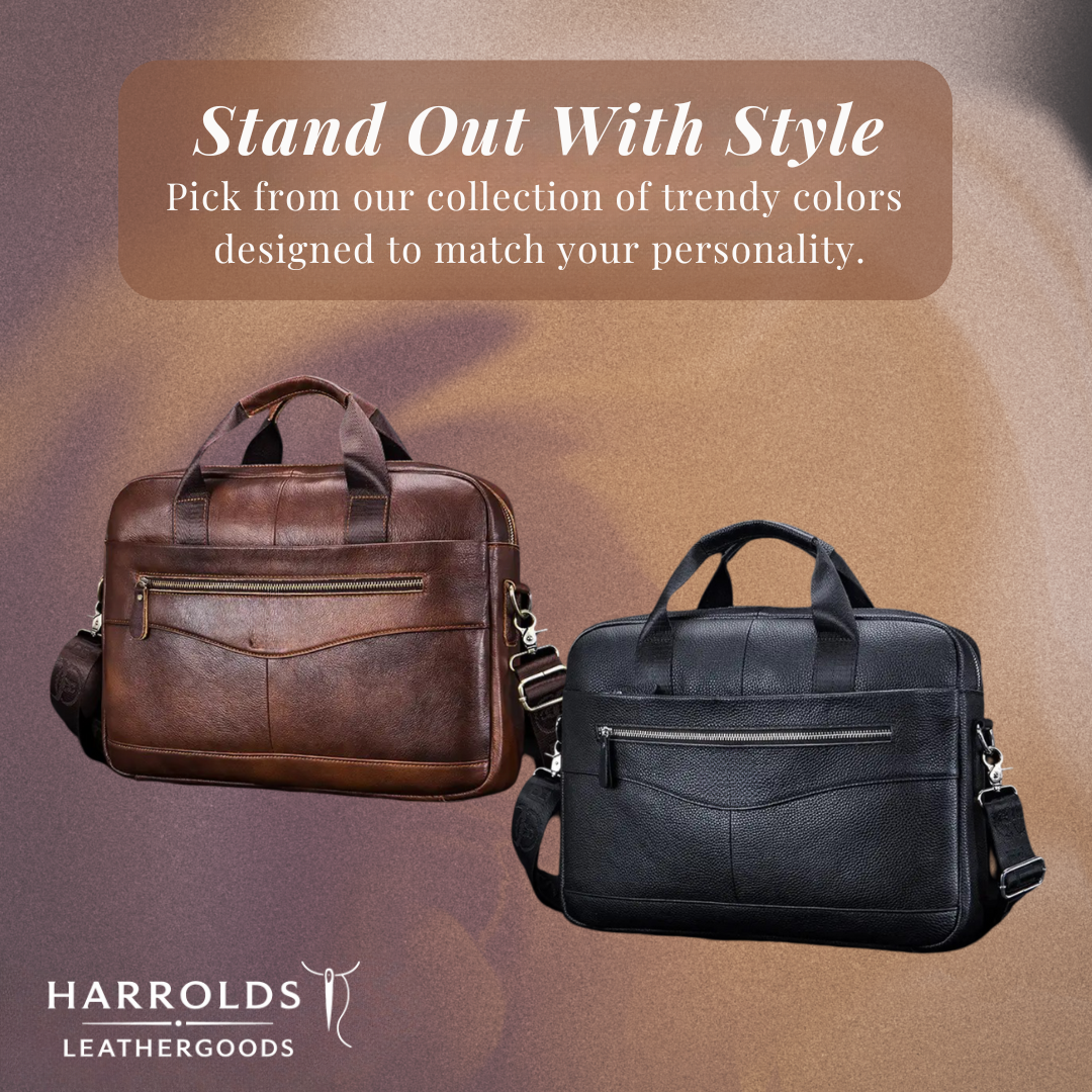 Clayton | Classic Leather Briefcase with Front Zip Accent