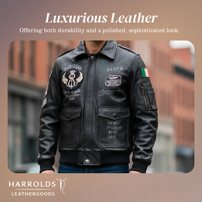 Greg | Men’s Patched Embroidered Leather Jacket