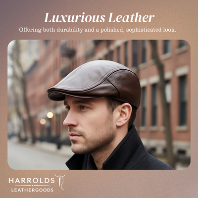 Hanz | Genuine Leather Adjustable Fit Newsboy Cap