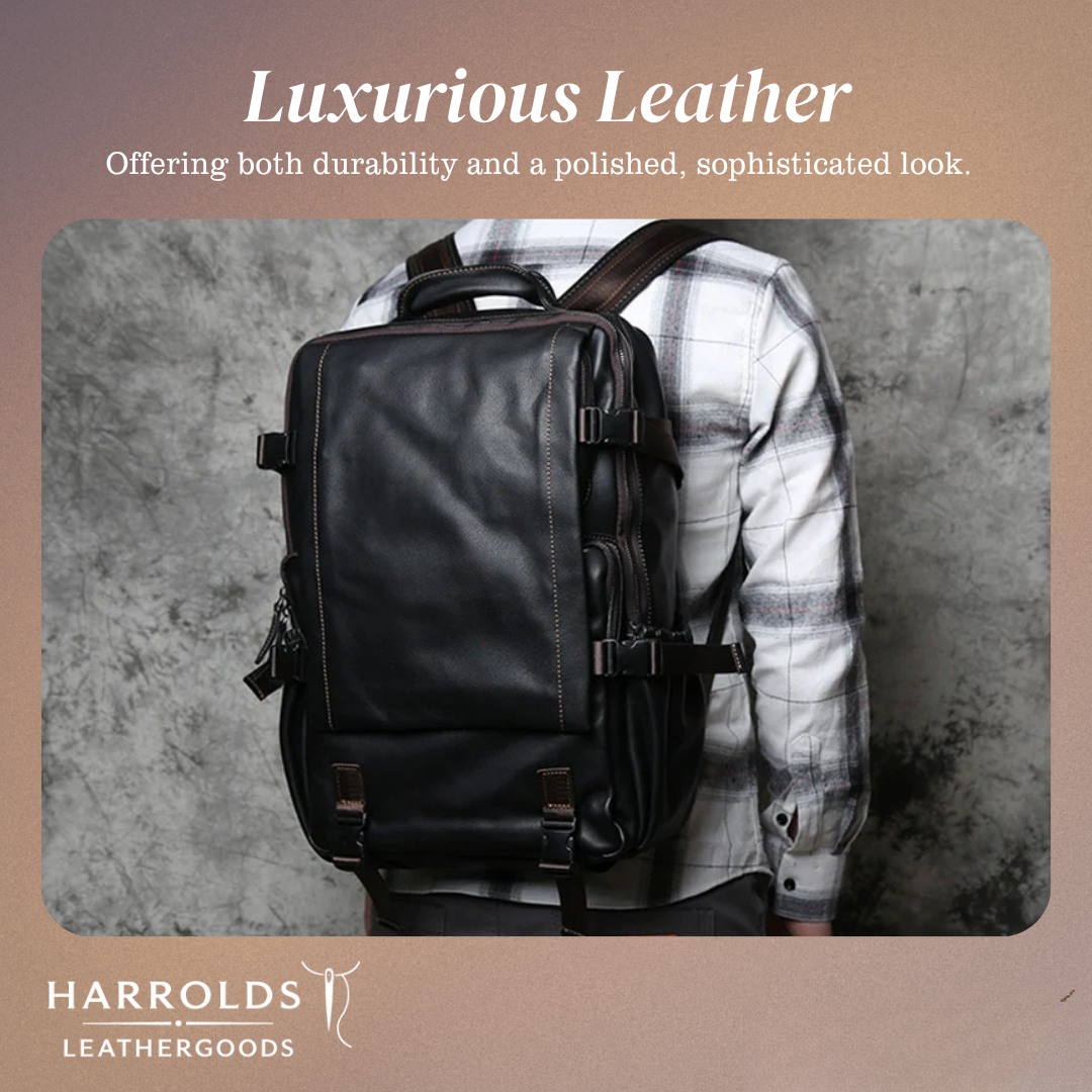 Griffin | Men's Black Leather Backpack for Work and Travel