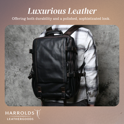 Griffin | Men's Black Leather Backpack for Work and Travel