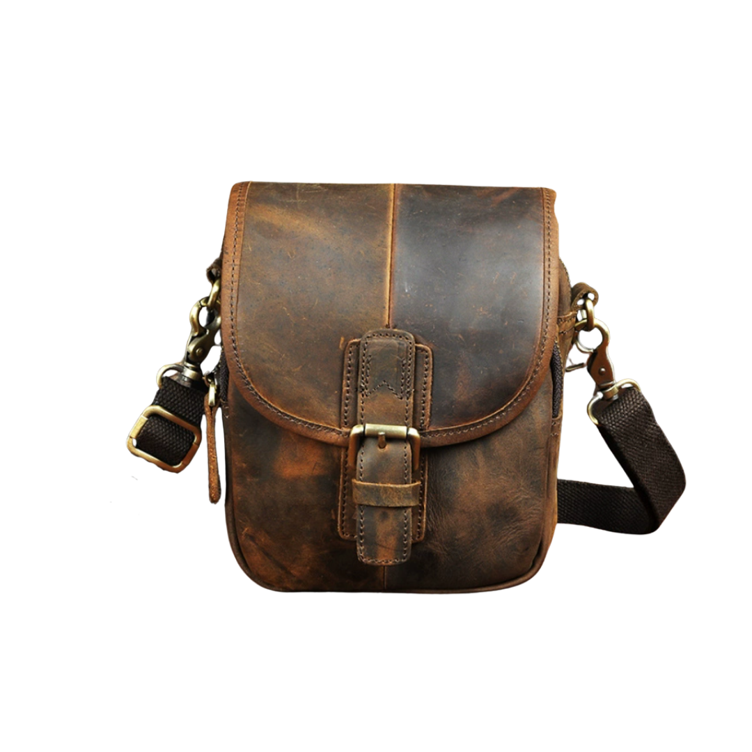 Nolan | Compact Leather Crossbody Pouch with Buckle Flap