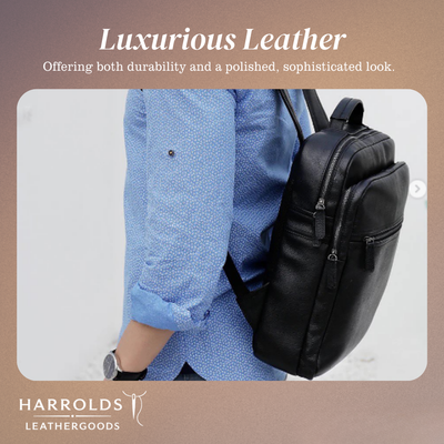 Everett | Genuine Top‑Grain Leather Laptop Backpack