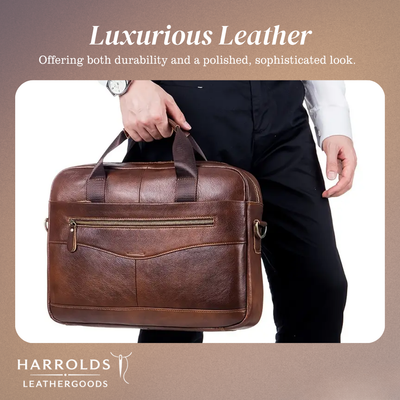 Clayton | Classic Leather Briefcase with Front Zip Accent