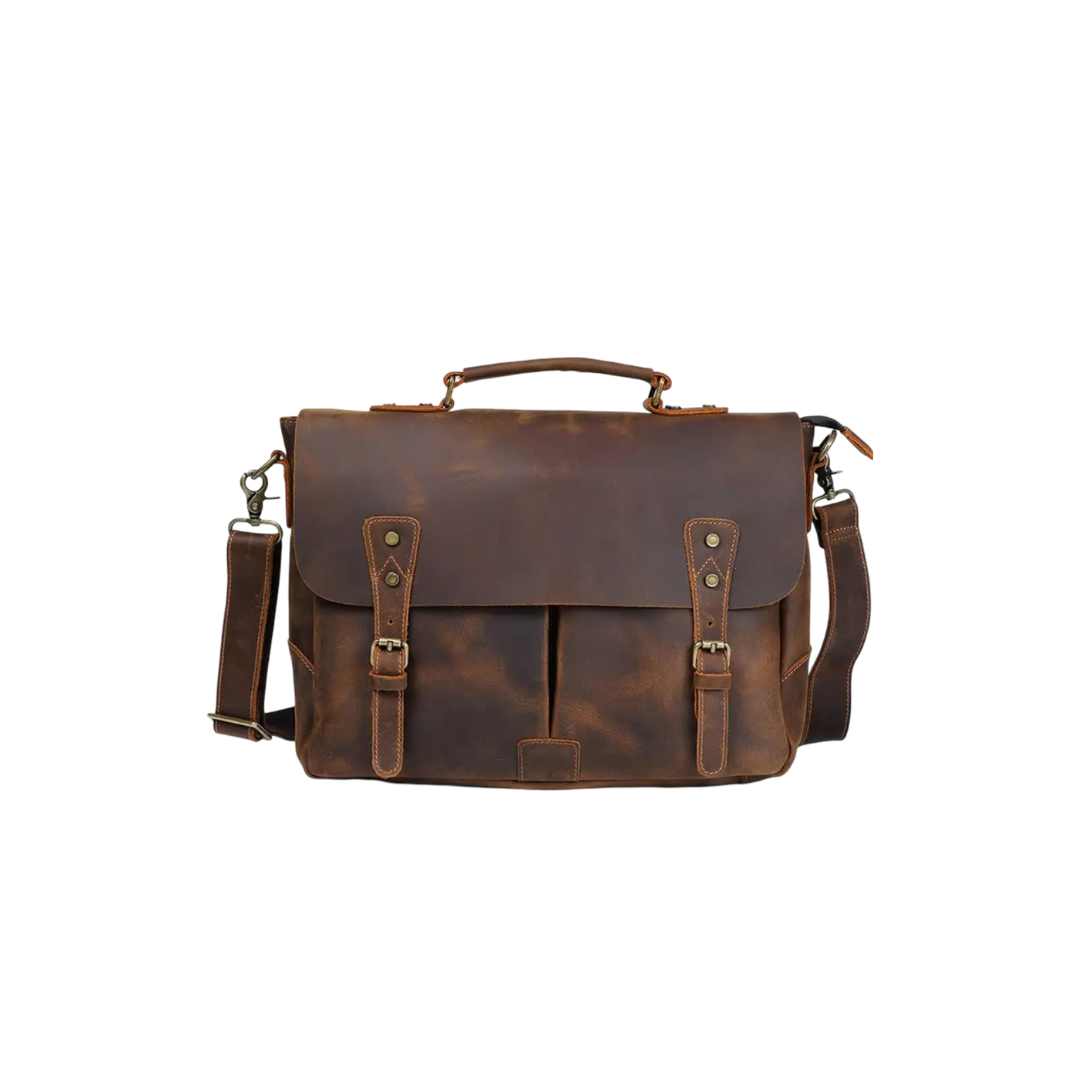 Beau | Vintage Leather Messenger with Classic Buckle Flap