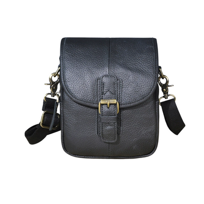 Nolan | Compact Leather Crossbody Pouch with Buckle Flap