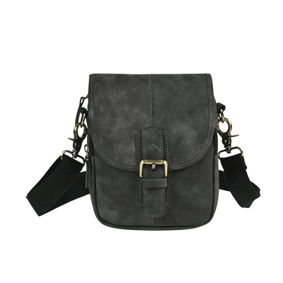 Nolan | Compact Leather Crossbody Pouch with Buckle Flap