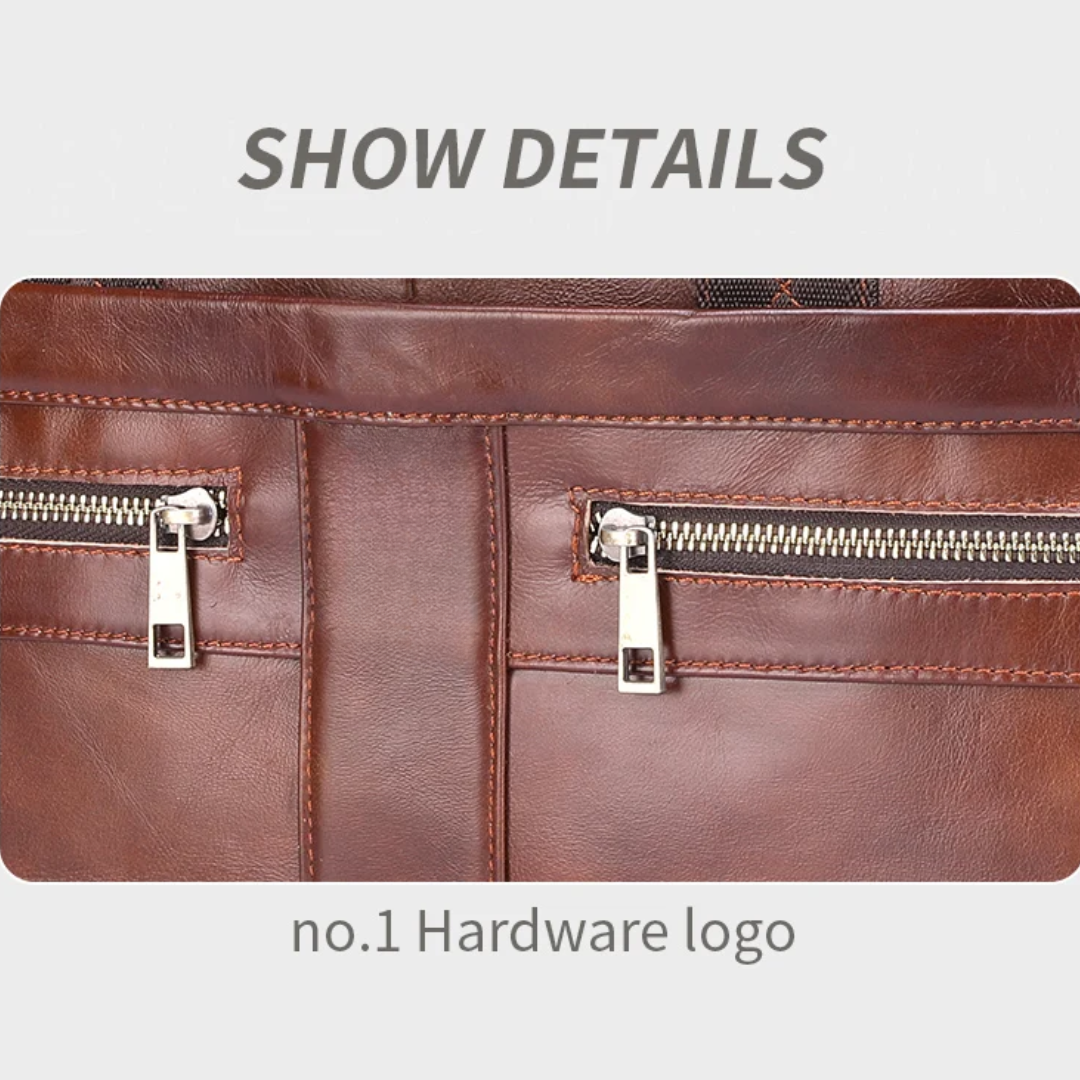 Preston | Sleek Leather Work Briefcase with Twin-Zip Front