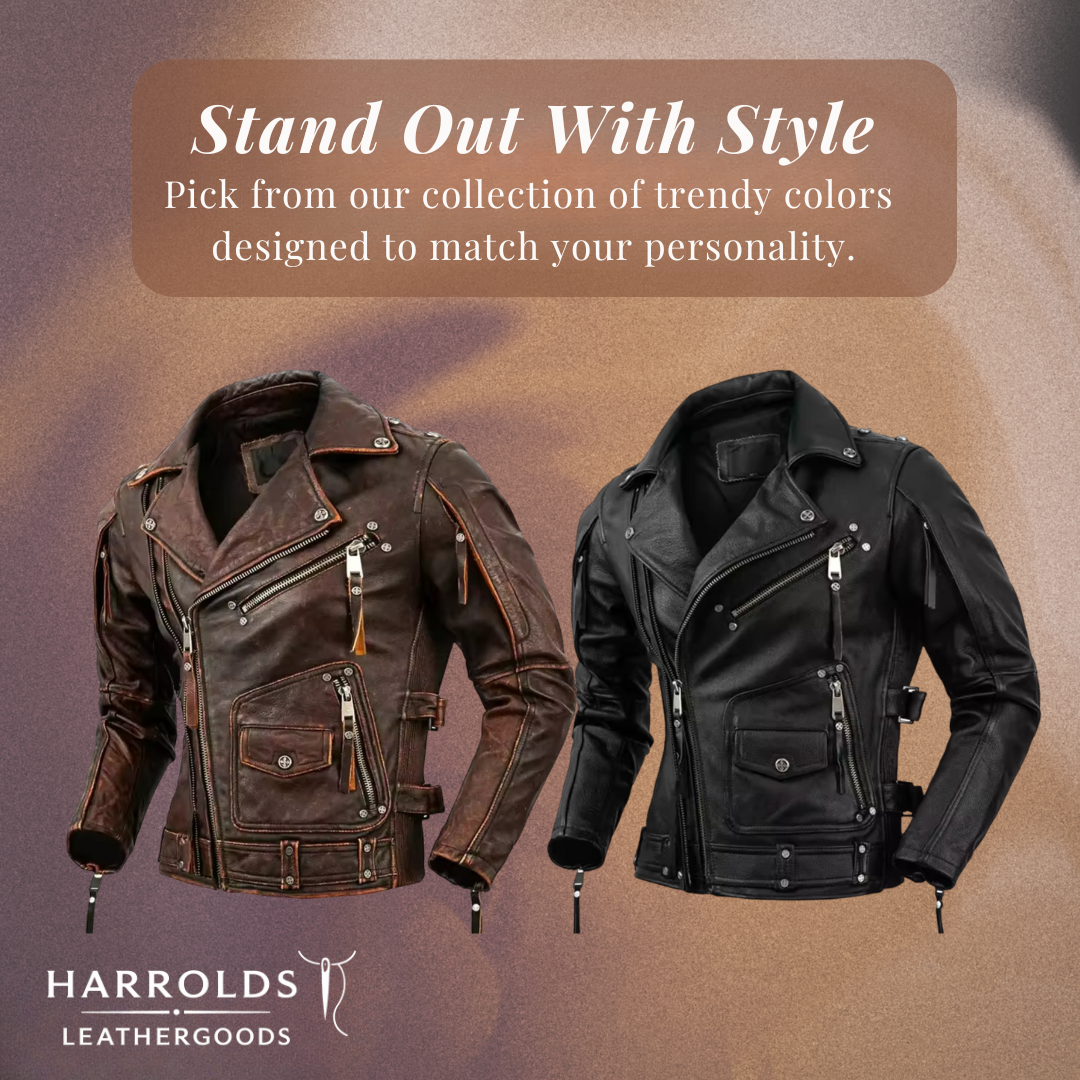 Leif | Retro Slim Fit Leather Motorcycle Jacket