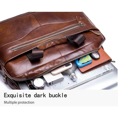Mason | Professional Leather Laptop Bag with Curved Zip Detail