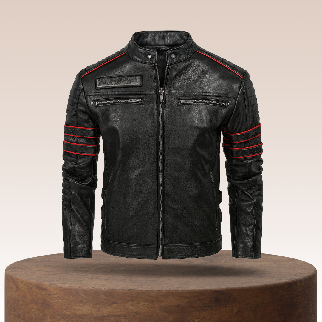 Darwin | Graphic Embroidered Leather Motorcycle Jacket