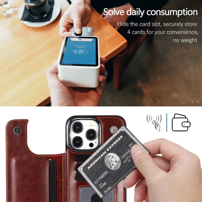 Preston | Magnetic Wallet Flip Phone Case for iPhone