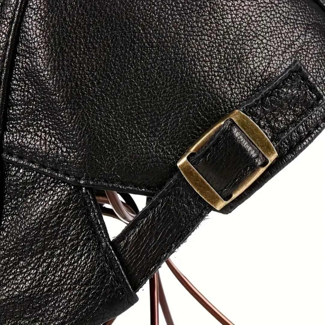 Hanz | Genuine Leather Adjustable Fit Newsboy Cap