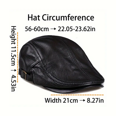 Hanz | Genuine Leather Adjustable Fit Newsboy Cap