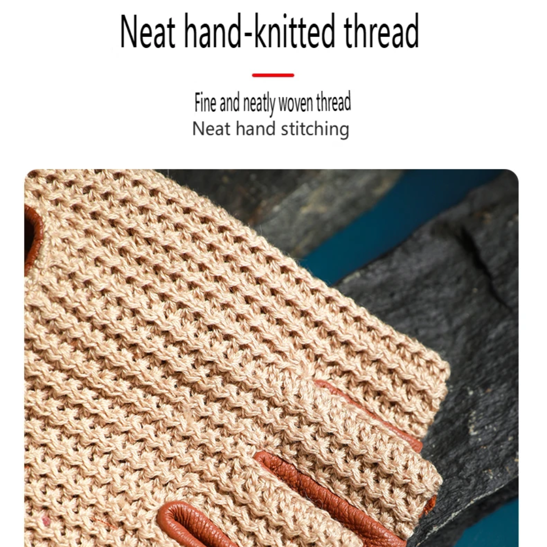 Cillian | Leather Knit Fingerless Driving Gloves