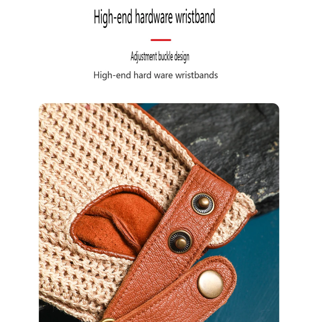 Cillian | Leather Knit Fingerless Driving Gloves