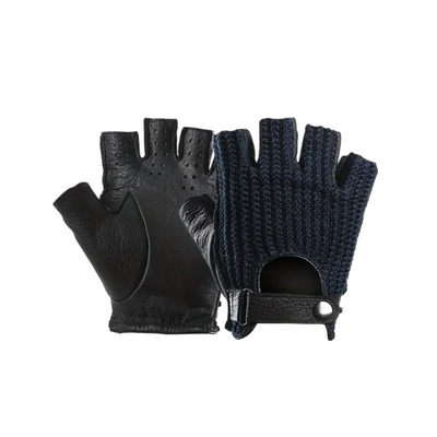 Cillian | Leather Knit Fingerless Driving Gloves