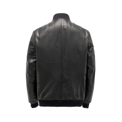 Raymund | Zip-Up Black Bomber Leather Jacket
