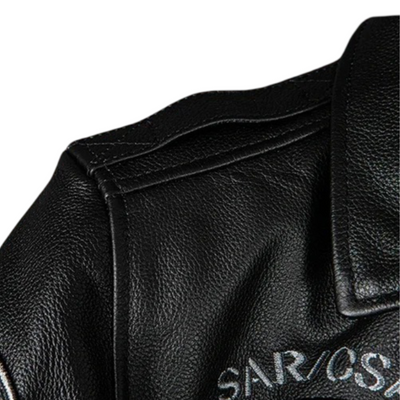 Greg | Men’s Patched Embroidered Leather Jacket