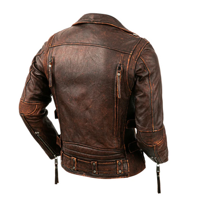 Leif | Retro Slim Fit Leather Motorcycle Jacket