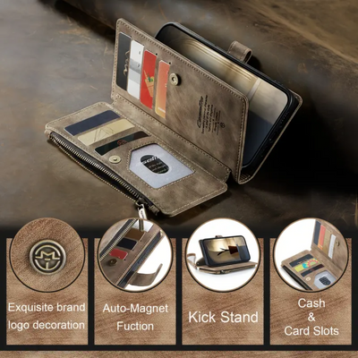 Clement | IPhone Case Leather Wallet with Wrist Strap