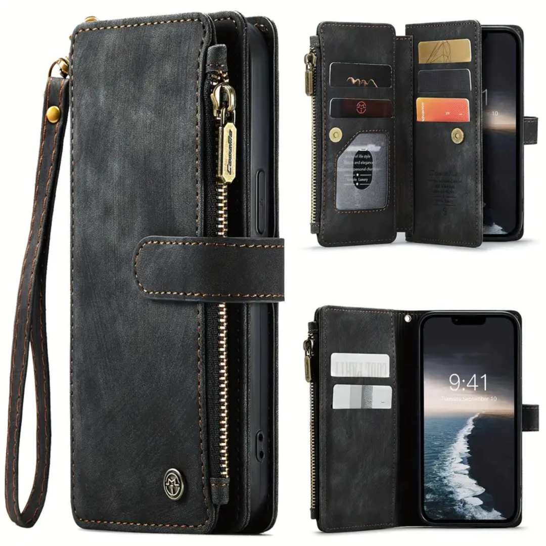 Clement | IPhone Case Leather Wallet with Wrist Strap