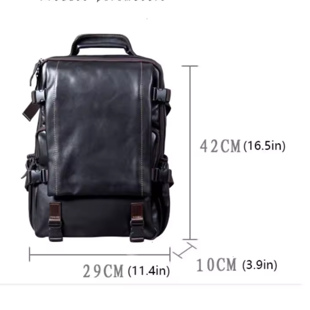 Griffin | Men's Black Leather Backpack for Work and Travel